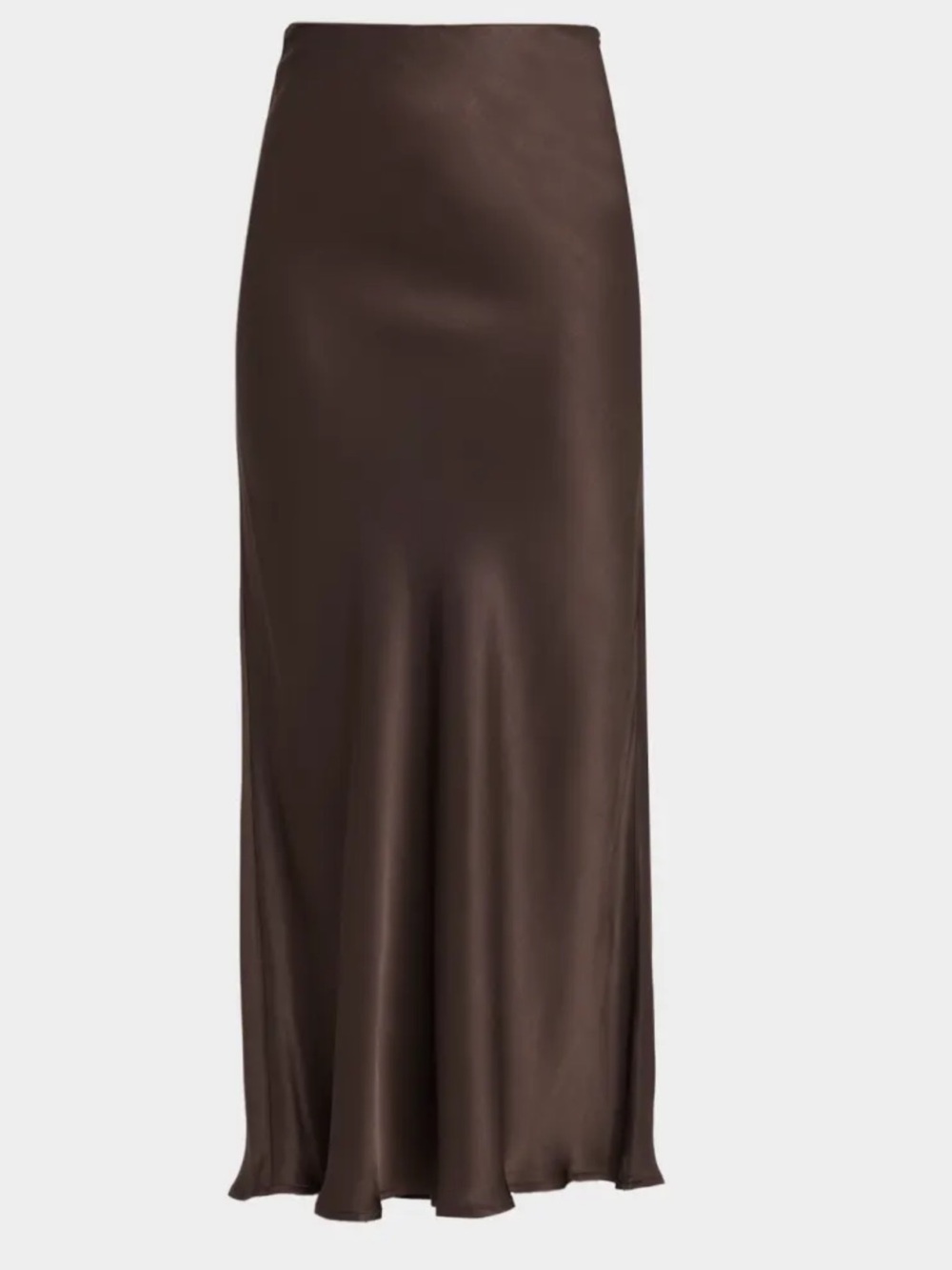 Satin Midi Slip Skirt in Espresso